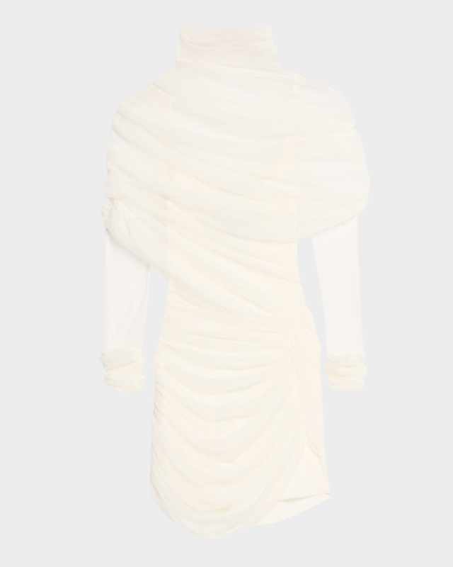 Christo Sheer Wrap Long-Sleeve Mini Dress